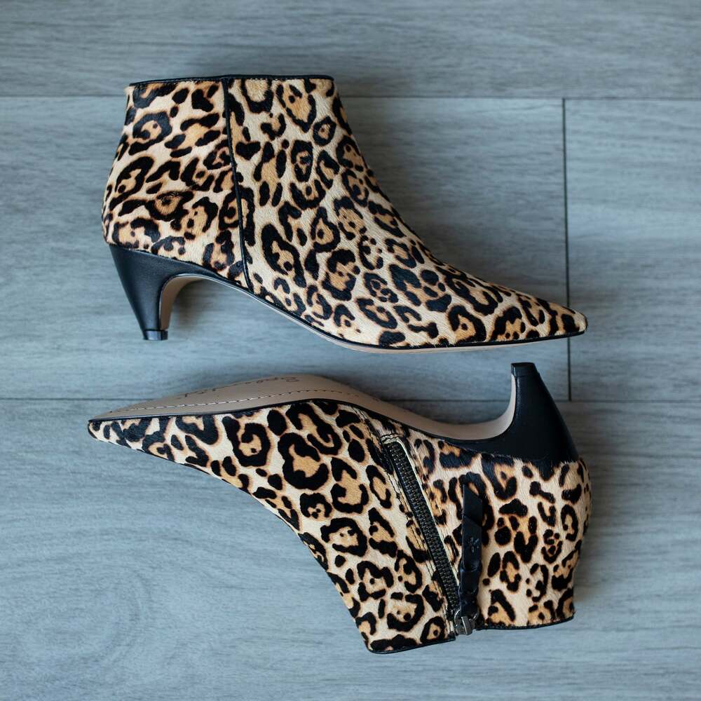 Splendid Cheetah Animal Print Kitten Heel Ankle Booties Party Statement Boots